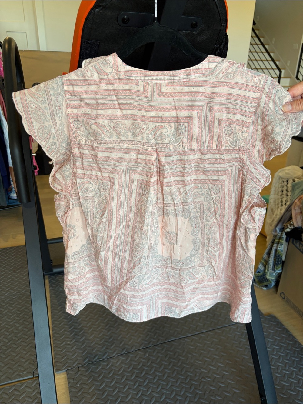 Pink Paisley Ruffle V-Neck Blouse - Picture 3 of 3